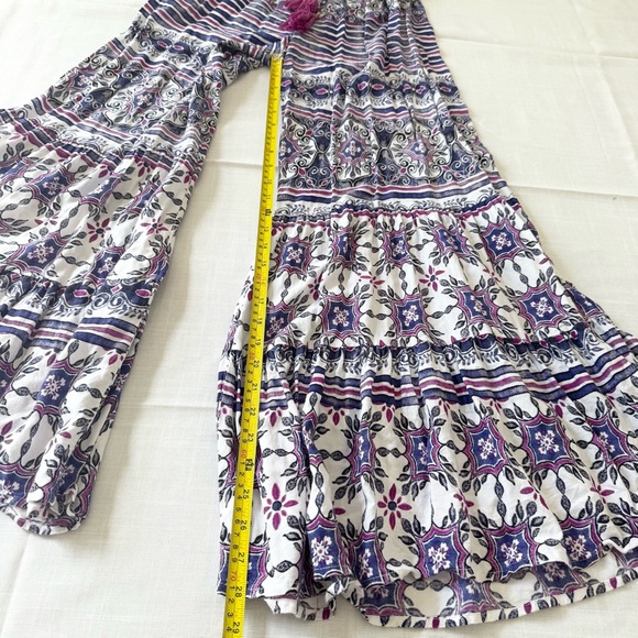 True Destinations Ruffled Wide Leg Pull On Palazzo Pants Boho Size Medium - Picture 6 of 9